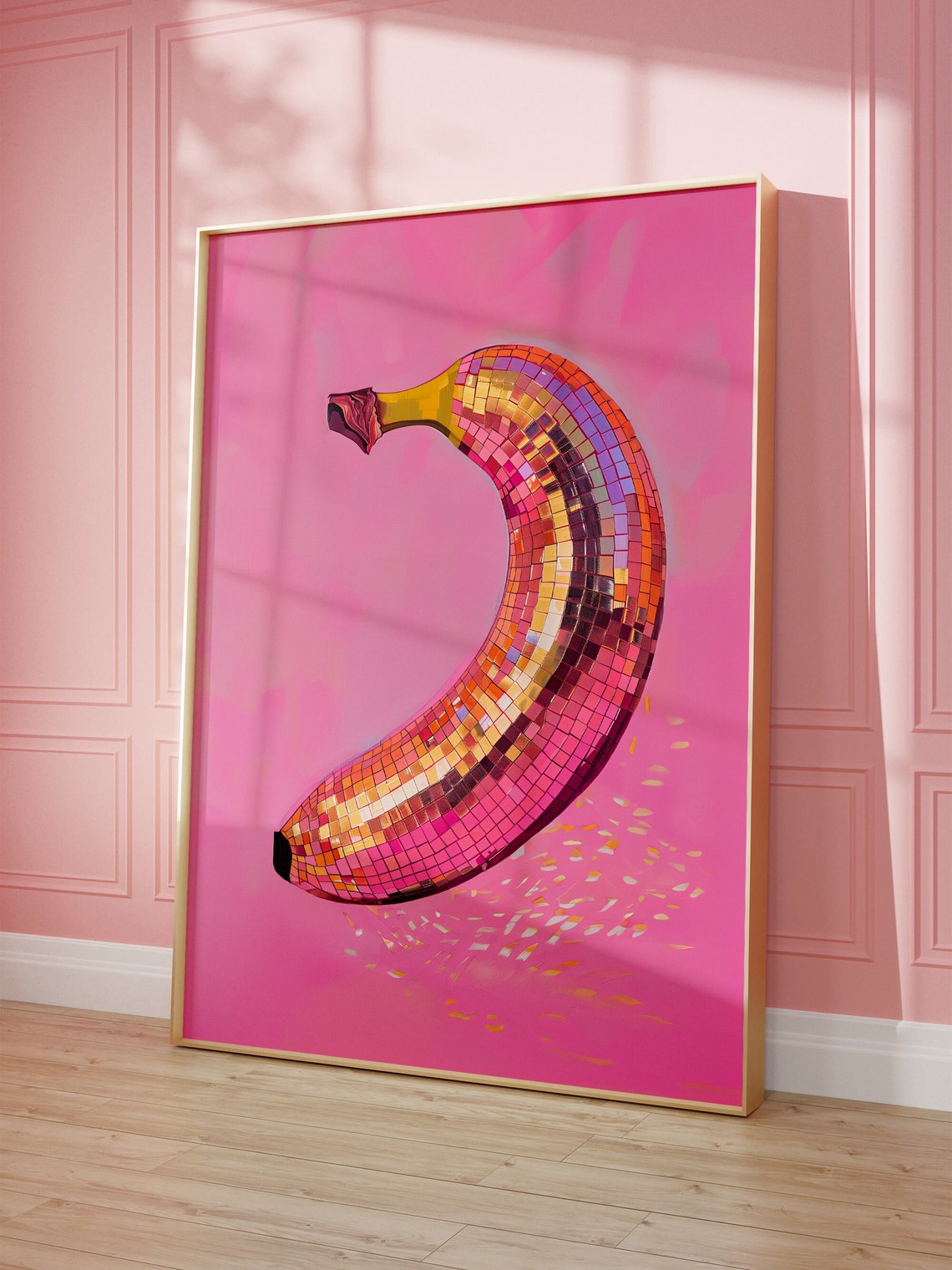 Banana Disco Ball Maximalist Painting Poster