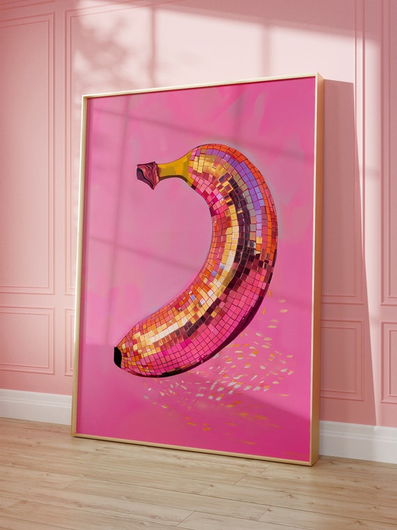 Banana Disco Ball Maximalist Painting Poster