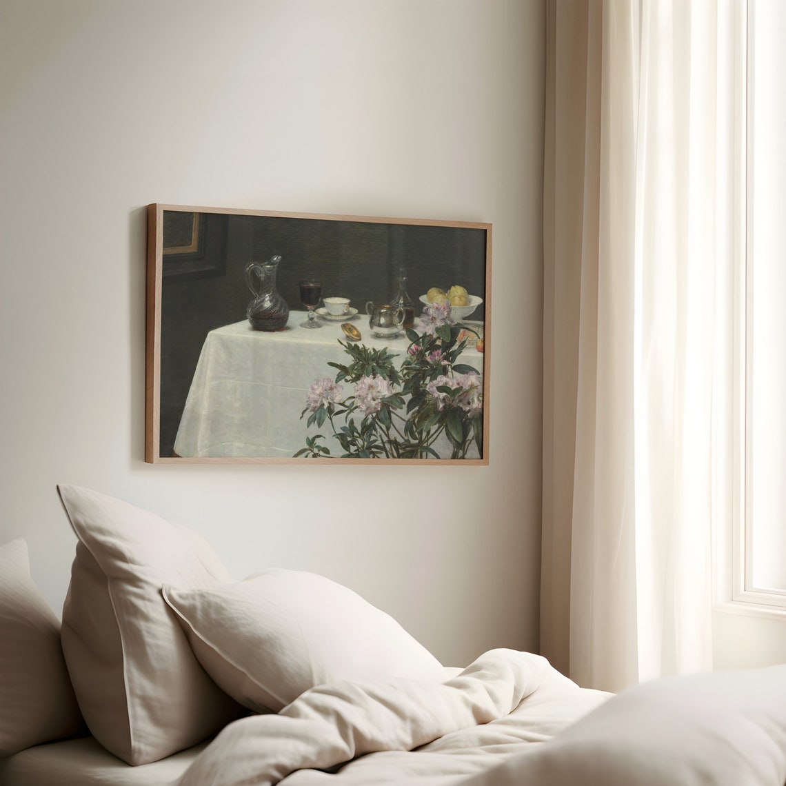 Moody Still Life Vintage Oil Painting Art Print - Image 3