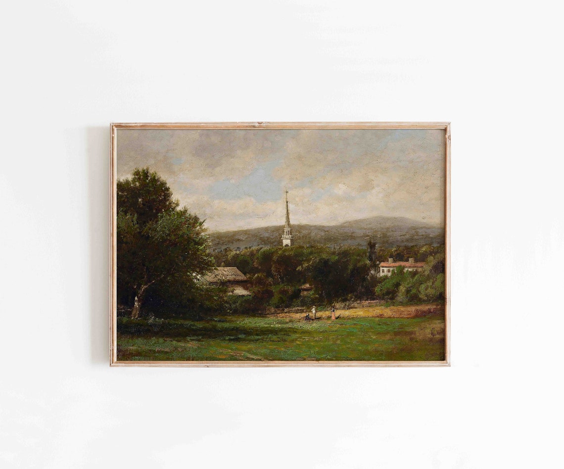 Village Church Steeple Beyond Trees Rural Summer Landscape Poster - Image 2