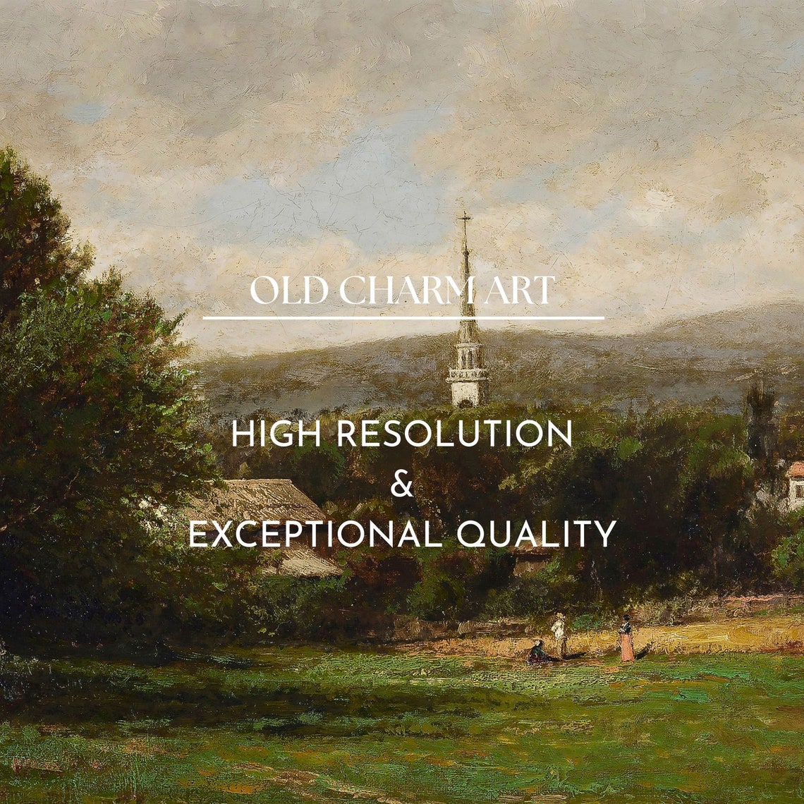 Village Church Steeple Beyond Trees Rural Summer Landscape Poster - Image 3