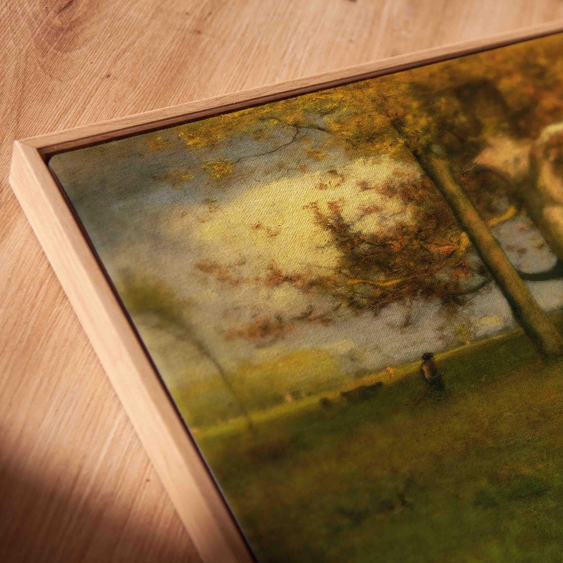Tonalist Autumn Pasture With Ancient Trees and Grazing Cows Poster - Image 2