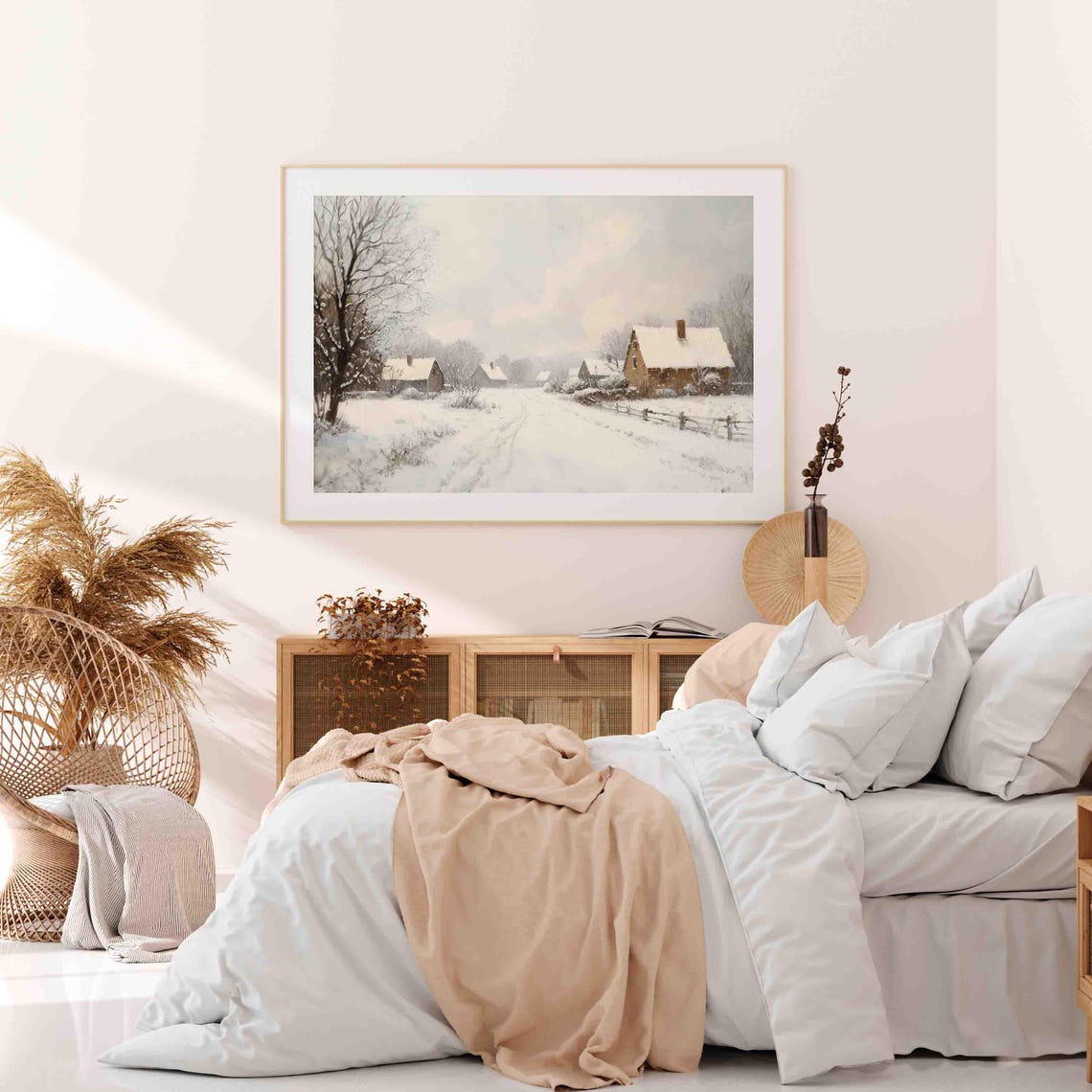 Winter Landscape Wall Art Vintage Country Landscape Painting Antique Winter Cottage Print Christmas Art Poster Wa210 - Image 2