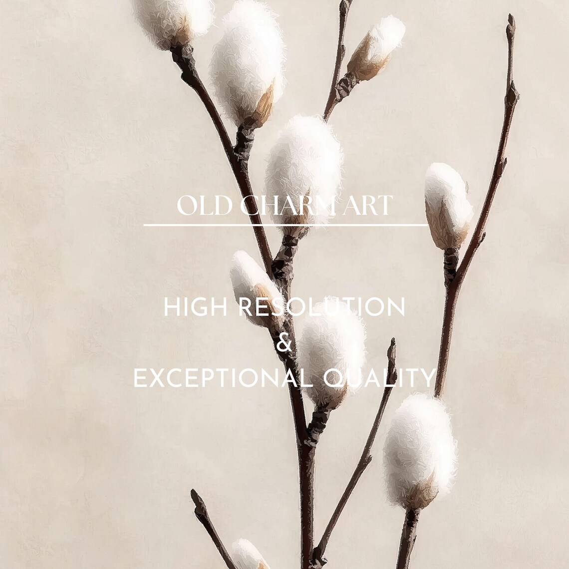 Spring Wall Art Vintage Easter Painting Neutral Spring Tree Farmhouse Print Easter Willow Tree Poster Wa253 - Image 2