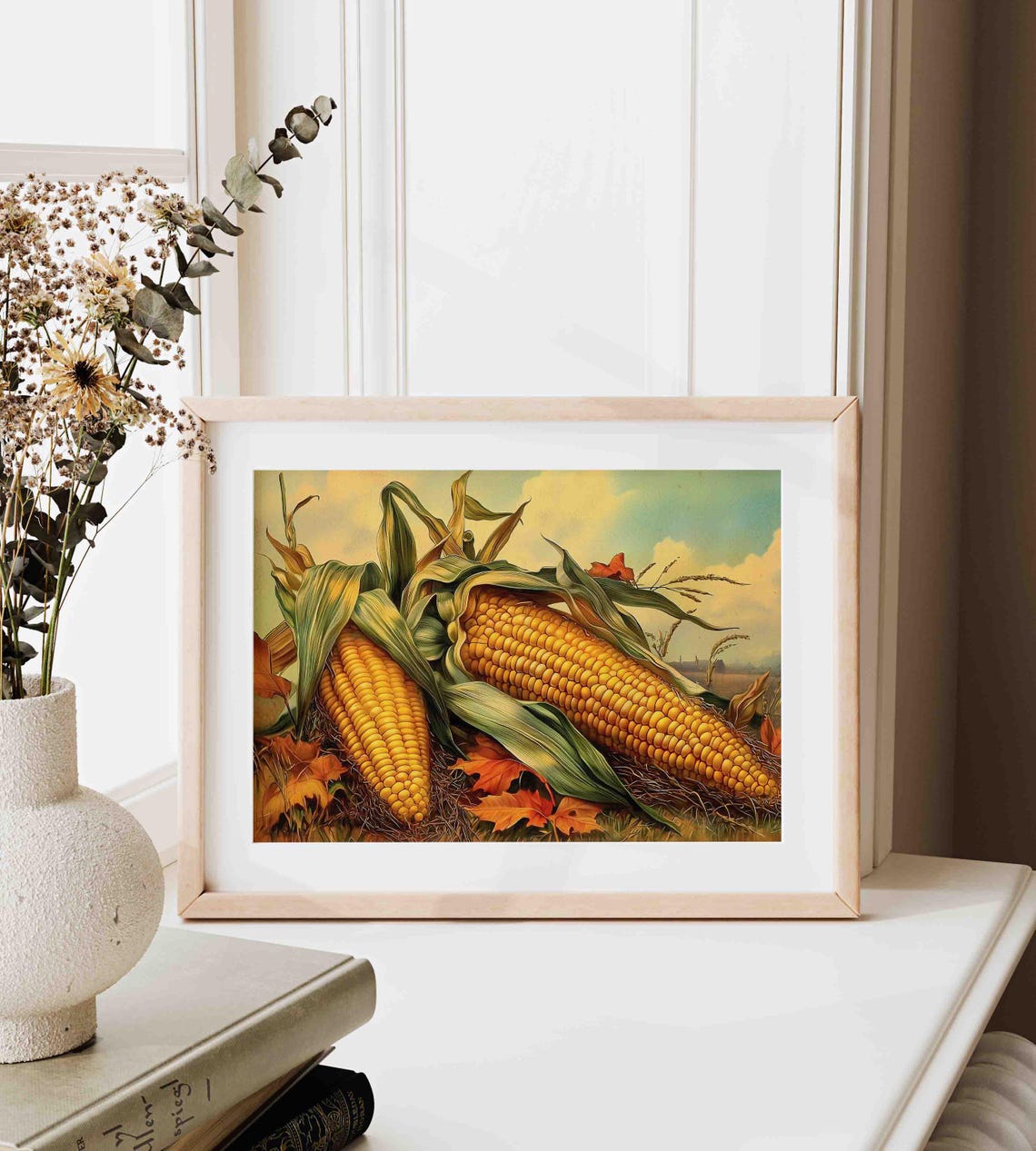Golden Corn Harvest With Autumn Leaves And A Distant Barn Poster - Image 4