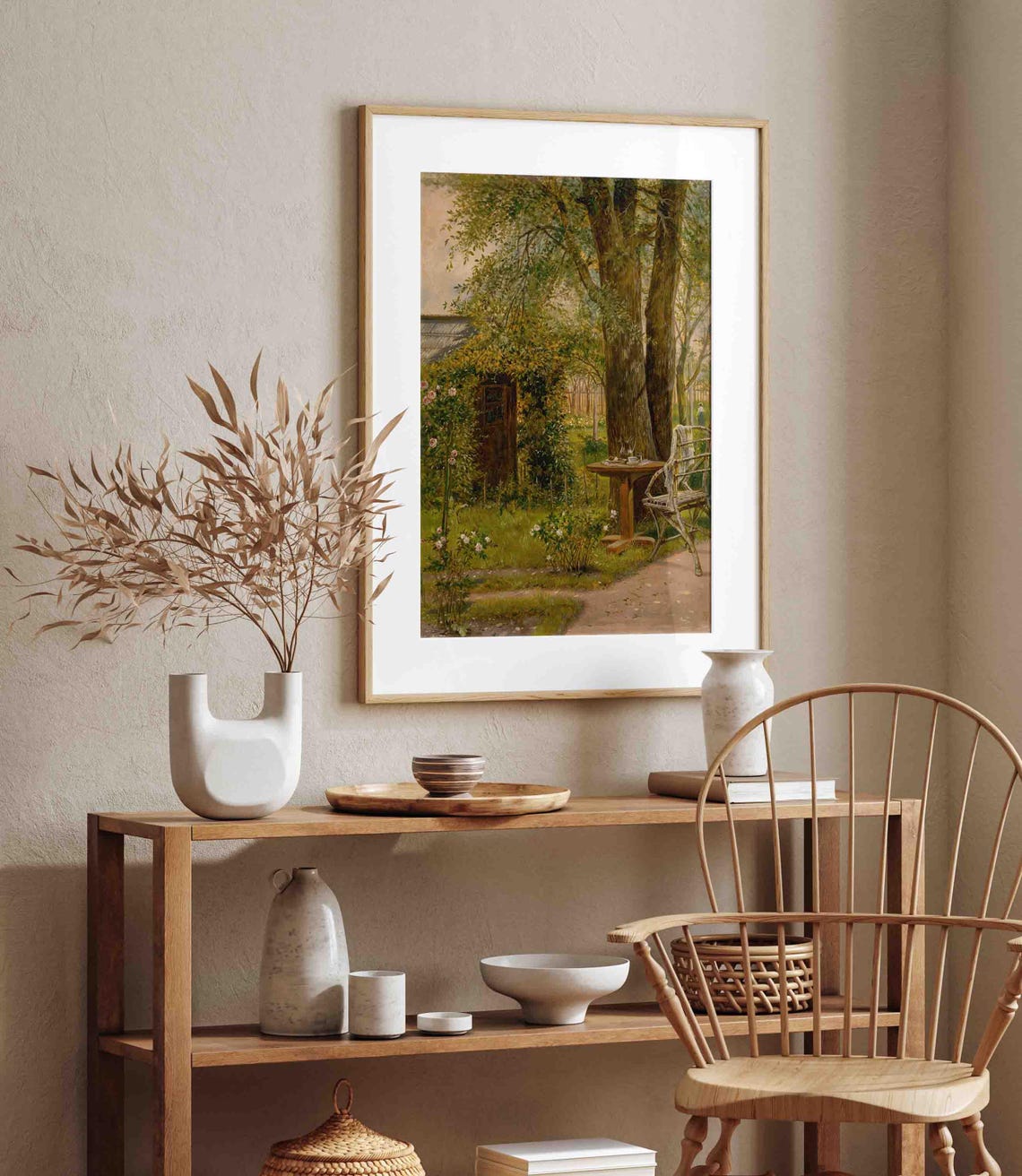 Rustic Garden Corner Ivy Door Cafe Table Oil Painting Poster - Image 4