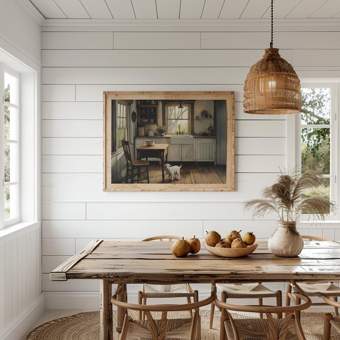 Vintage Farmhouse Kitchen Interior With Lamb Primitive Style Poster - Image 2