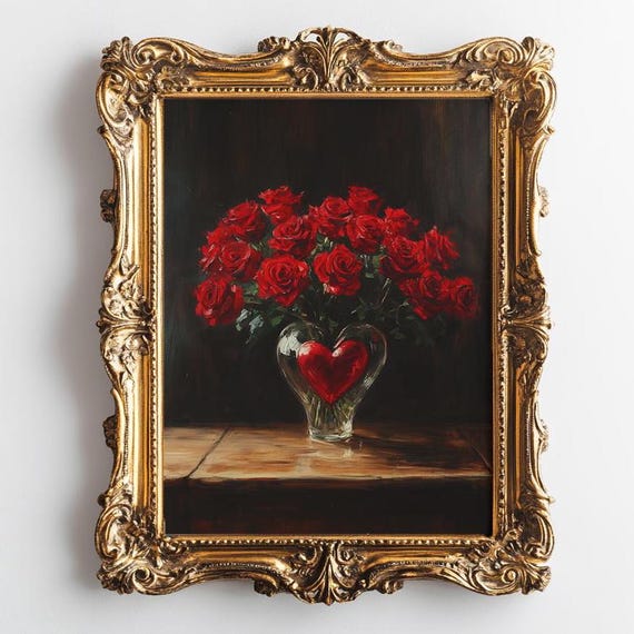 Valentines Day Wall Art Moody Valentines Day Decor Cottagecore Wall Art For Valentines Day Holiday Wall Art Dark Academia Wall Art