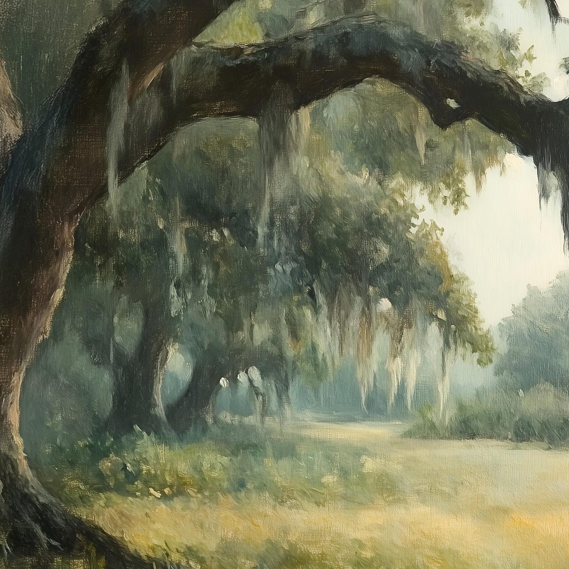 Live Oak With Spanish Moss Southern Landscape Painting Art Poster - Image 3