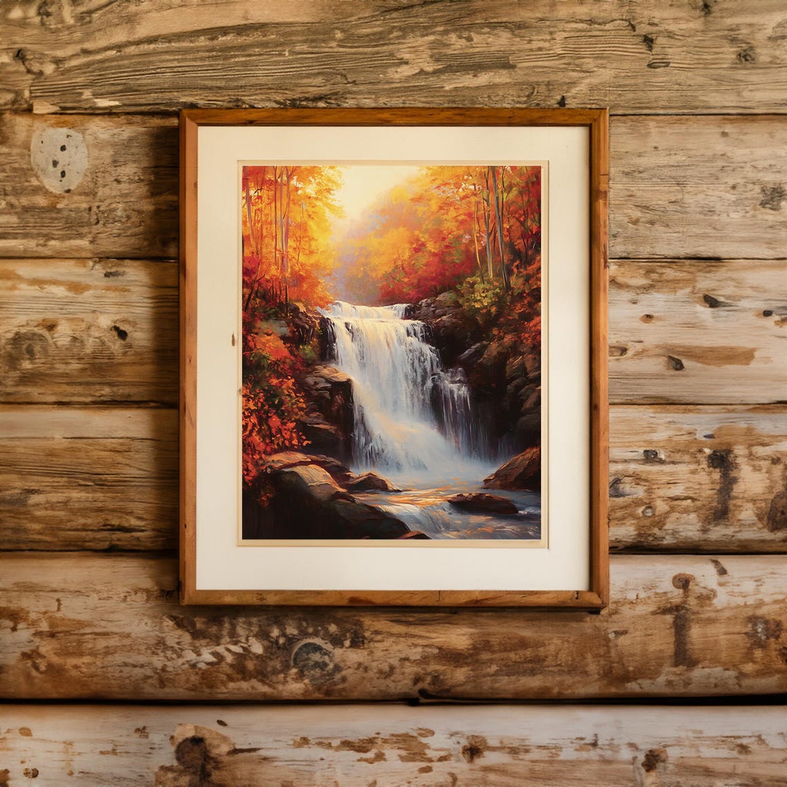 Fall Wall Art Fall Decor Waterfall Painting Appalachian Mountain Print Cabin Wall Art Mountain Cabin Decor Great Smokey Mountain - Image 3