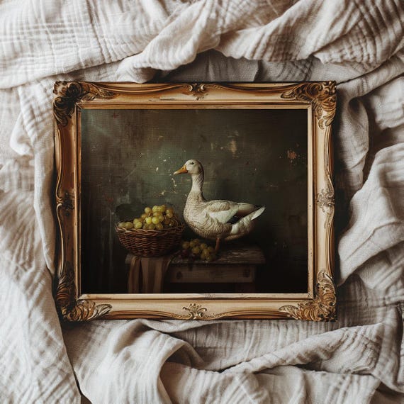 Moody Kitchen Wall Art Farmhouse Decor Moody Farm Wall Art Dark Cottagecore Farm Duck Wall Art Domestic Duck Print Vintage Farm