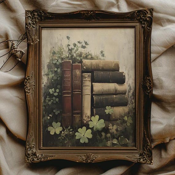Cottagecore Saint Patricks Day Wall Art For St Patricks Day Decor Cottagecore St Patricks Dark Academia Wall Decor Vintage Book