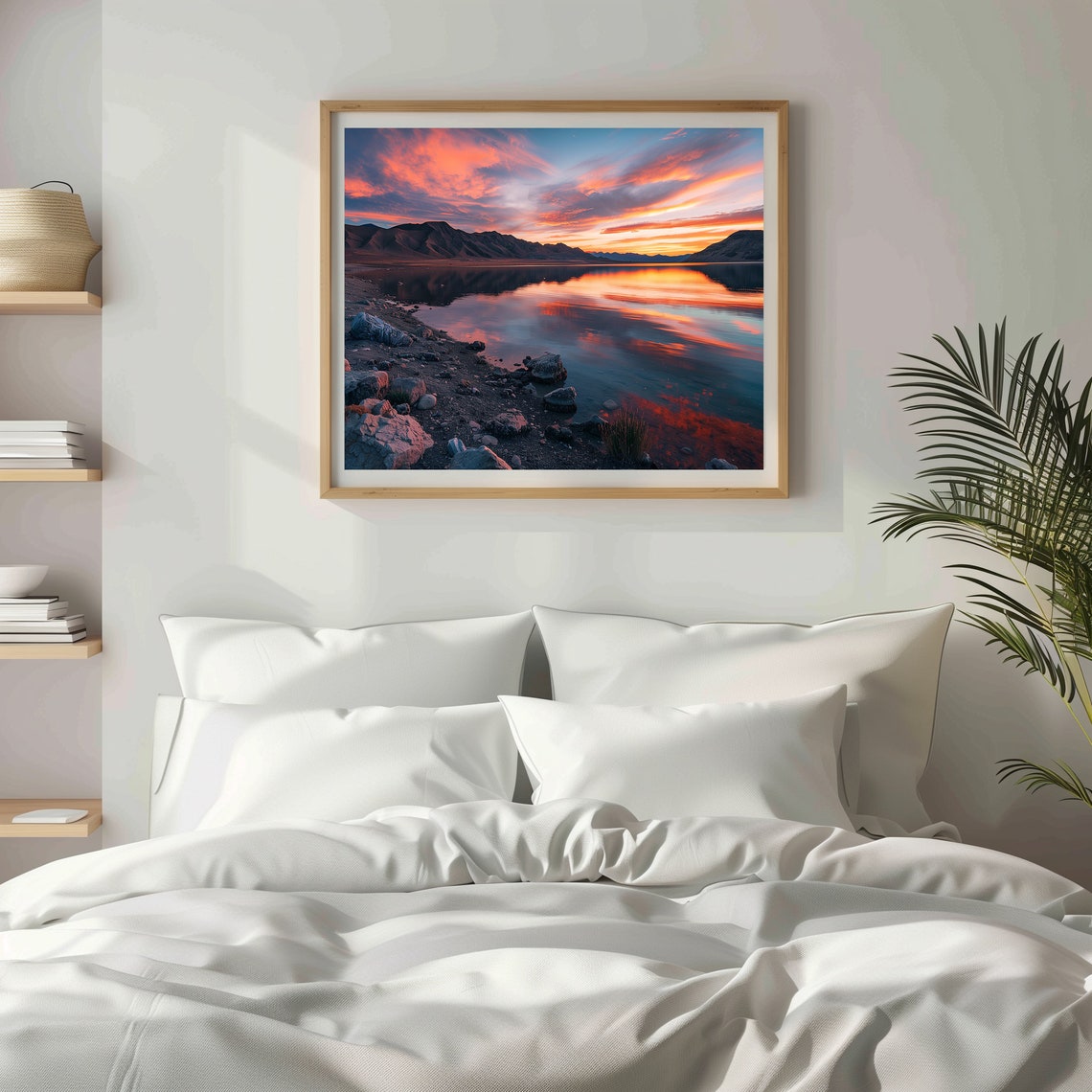 Pyramid Lake Sunset With Pink Clouds Over Still Water Poster - Image 2