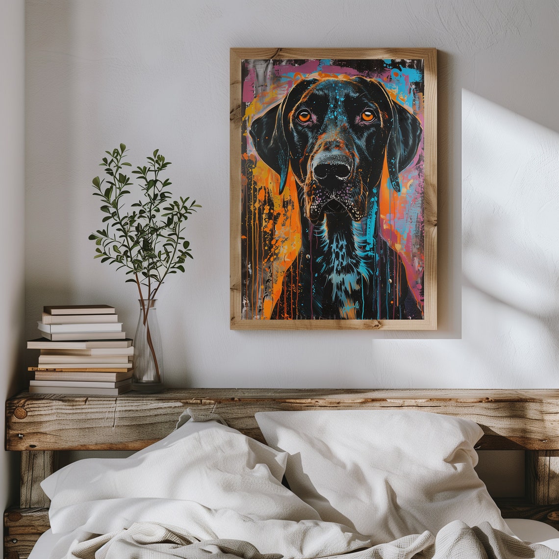 Black Dog Portrait In Bold Neon Pop Art Colors Maximalist Poster - Image 2