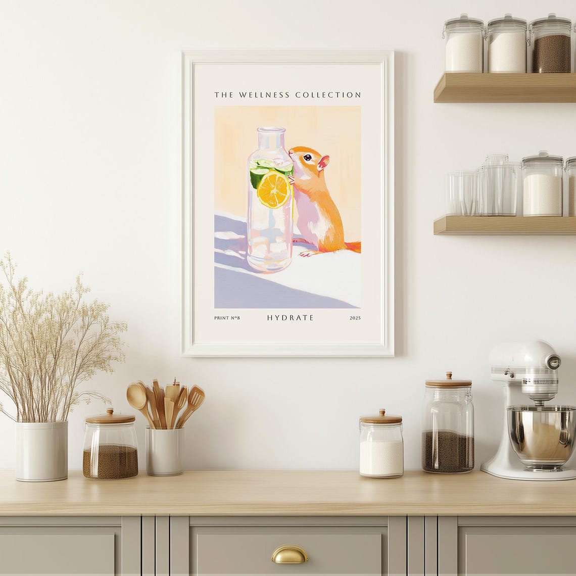 Hamster Sipping Fruit Infused Water Wellness Collection Poster - Image 3