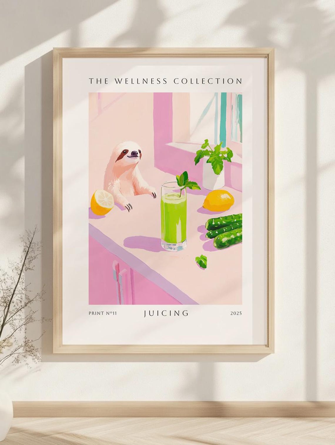 The Wellness Collection No11 Juicing Sloth Kitchen Art Poster - Image 2