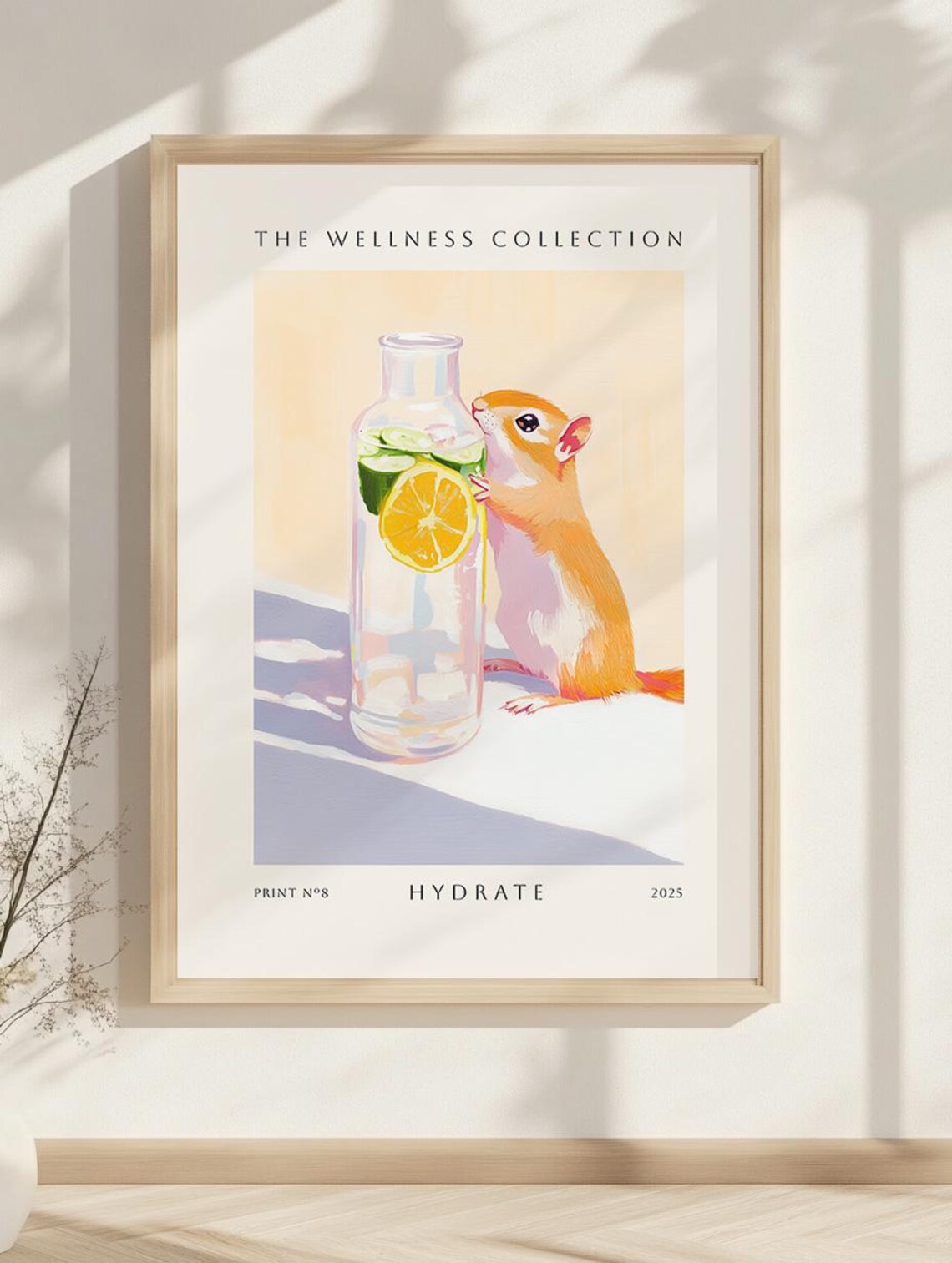 Hydration Wall Art Kitchen Funny Animal Poster Fruit Infused Water Art Wellness Home Decor - Image 4