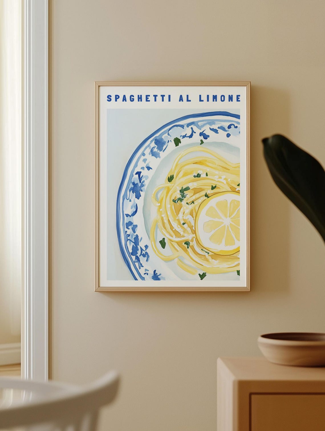 Spaghetti Al Limone Watercolor Italian Kitchen Pasta Dish Poster - Image 4