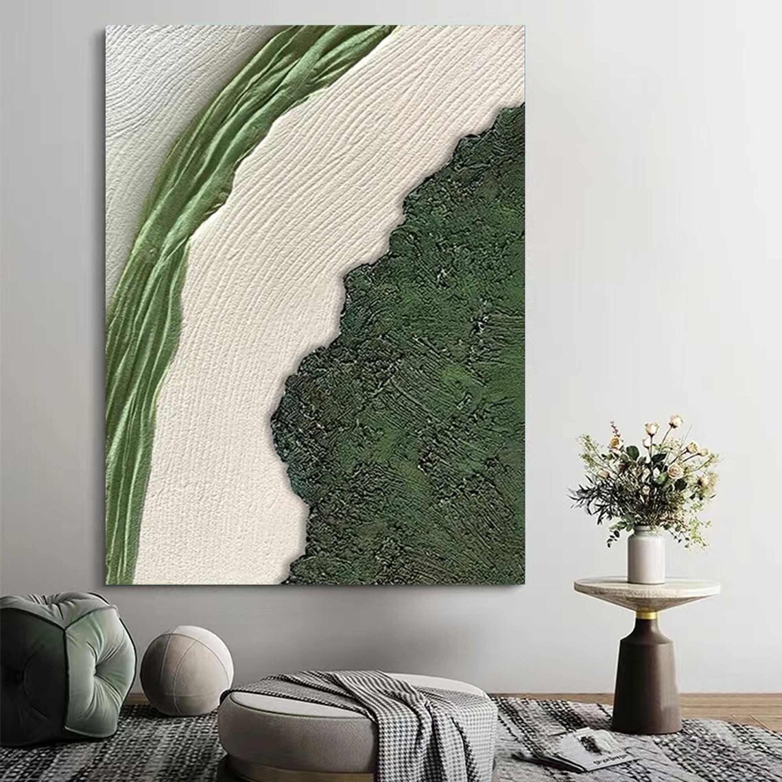 Green Coastal Ocean Landscape Abstract Wall Art Print - Image 5