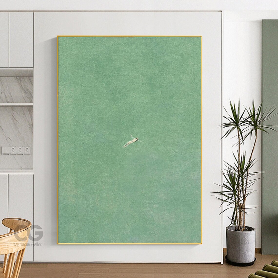 Minimalist Green Sea Swimmer Floating Calm Ocean Abstract Wall Art Poster - Image 5