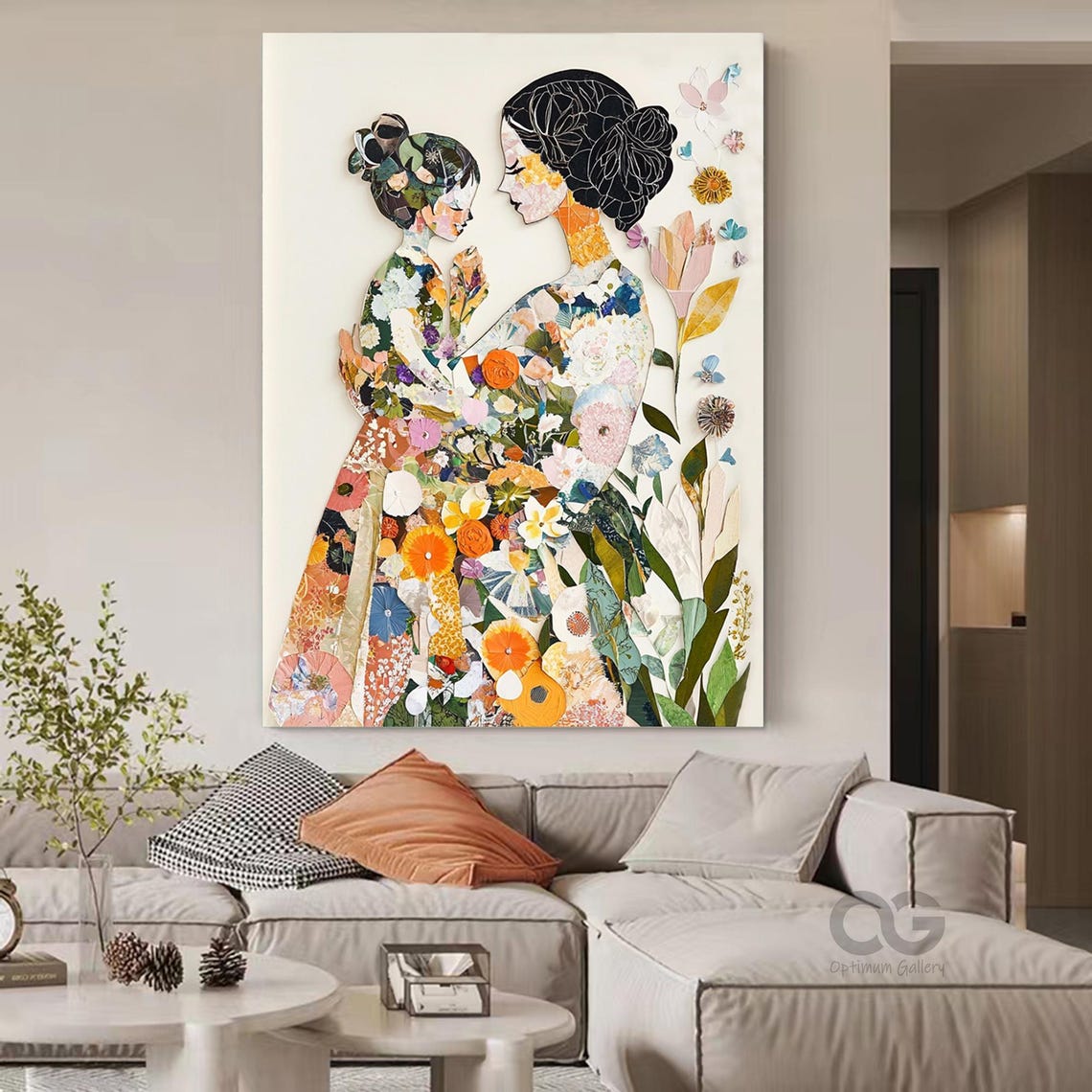 Beautiful Girl Face Painting Gift For Girl Texture Wall Art Painting For Woman Modern Abstract Art Flower Artwork For Mom Bedroom Wall Decor - Image 4