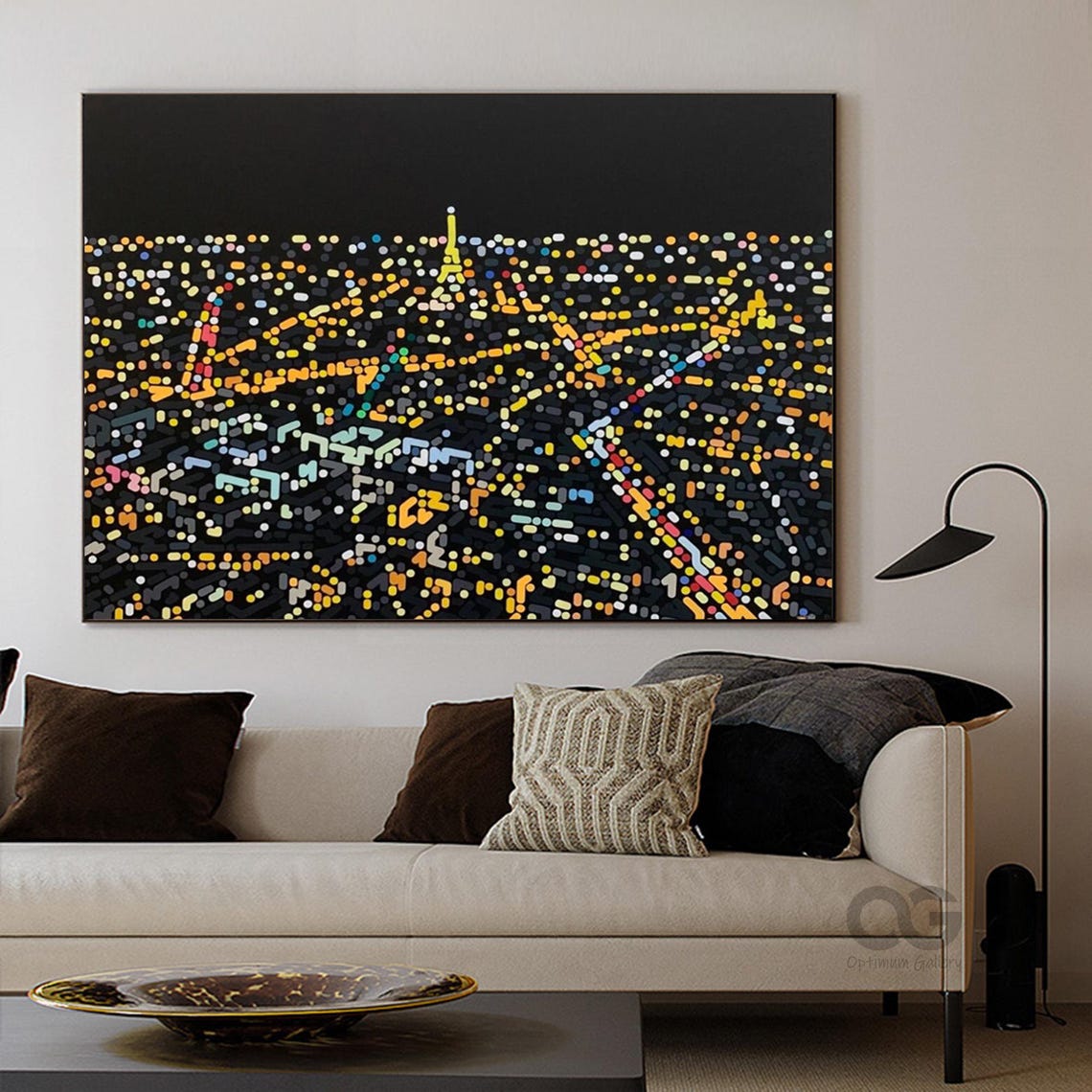 Paris Night Aerial Eiffel Tower Golden Lights Dotted Cityscape Poster - Image 5