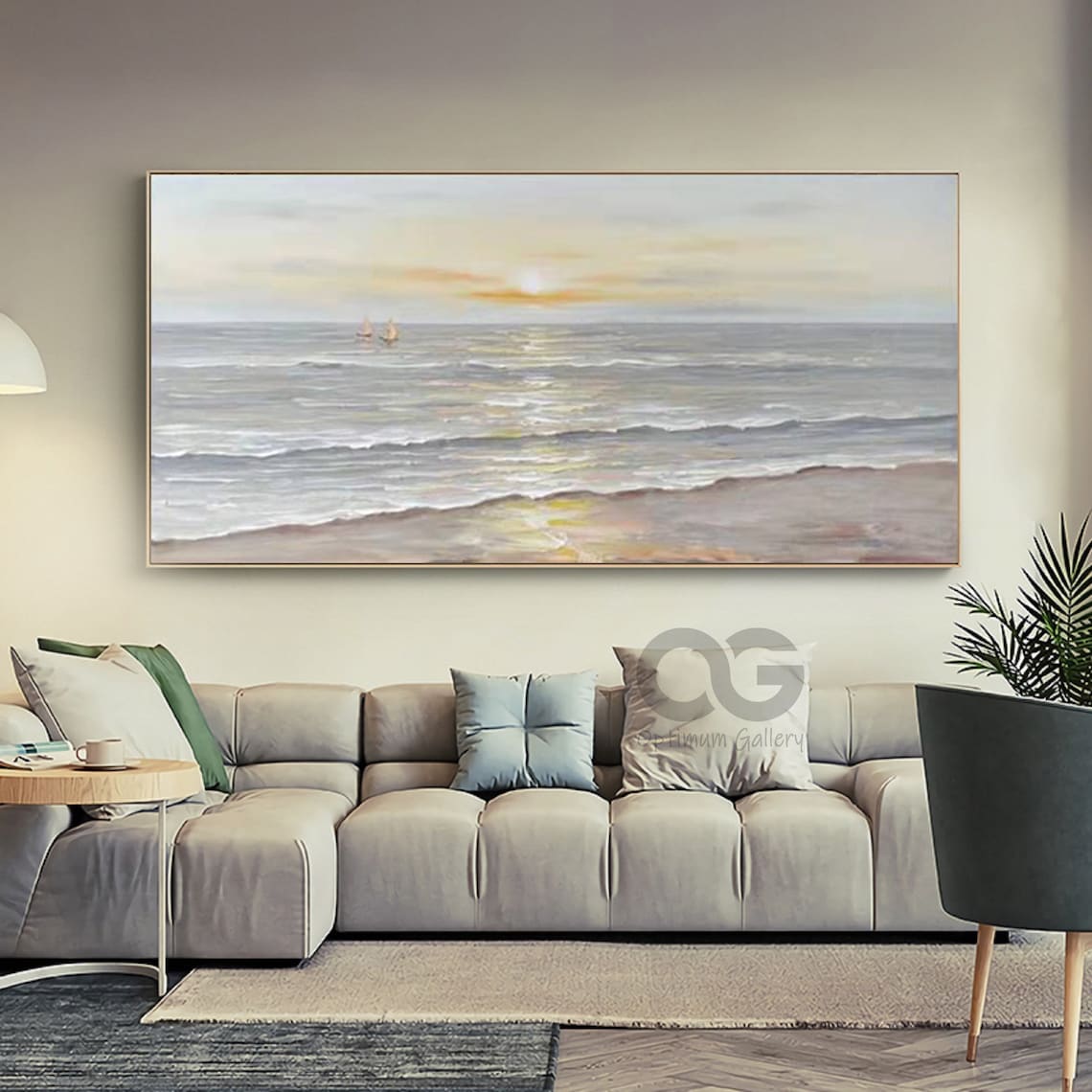 Ocean Sunset Abstract Sea Landscape Art Print - Image 3