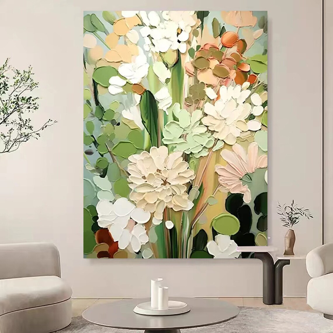 Custom Floral Painting, Neutral Tone Wall Art Print - Image 3