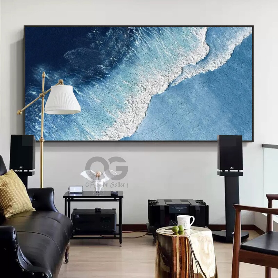 Blue Abstract Ocean Landscape, Coastal Wall Art Print - Image 4