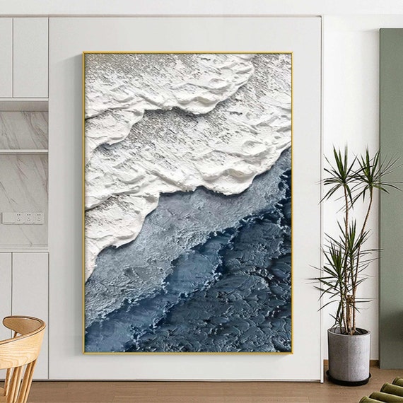 3D Textured Coastal Wave Art Print, Abstract Sea