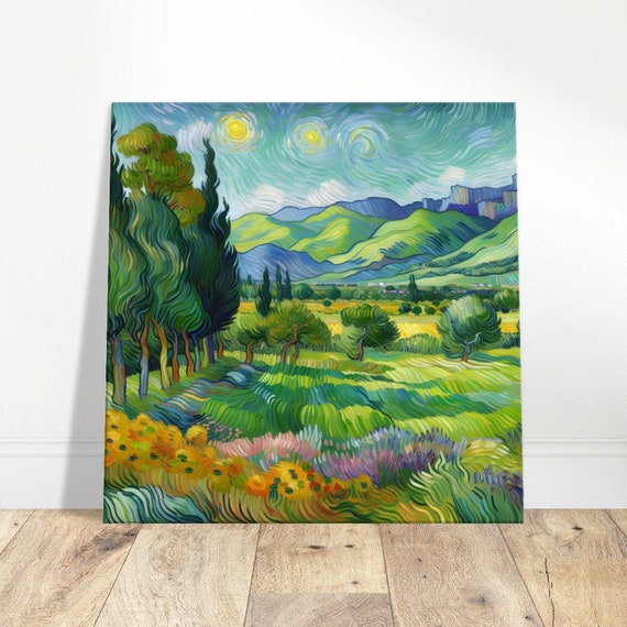 Emerald Expanse Van Gogh Style Oil Painting Print Impressionism Living Roombedroom Wall Prints Housewarming Gift