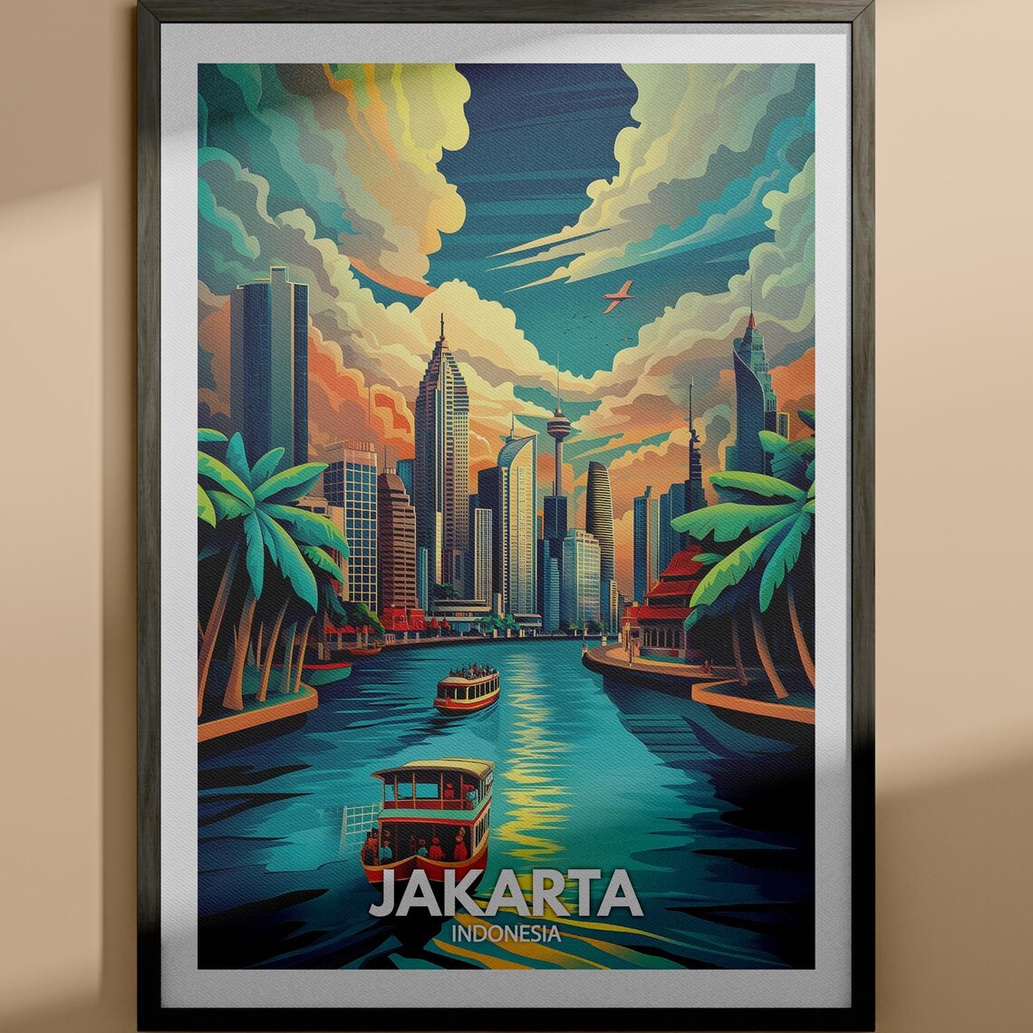 Jakarta Print Jakarta Travel Poster Indonesia Wall Art Print Indonesia Home Decor Travel Wall Art Decor Unique City Poster