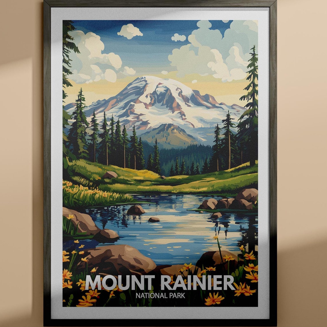 Mount Rainier Print Mount Rainier National Park Poster United States National Parks Art United States Travel Poster Nature Prints