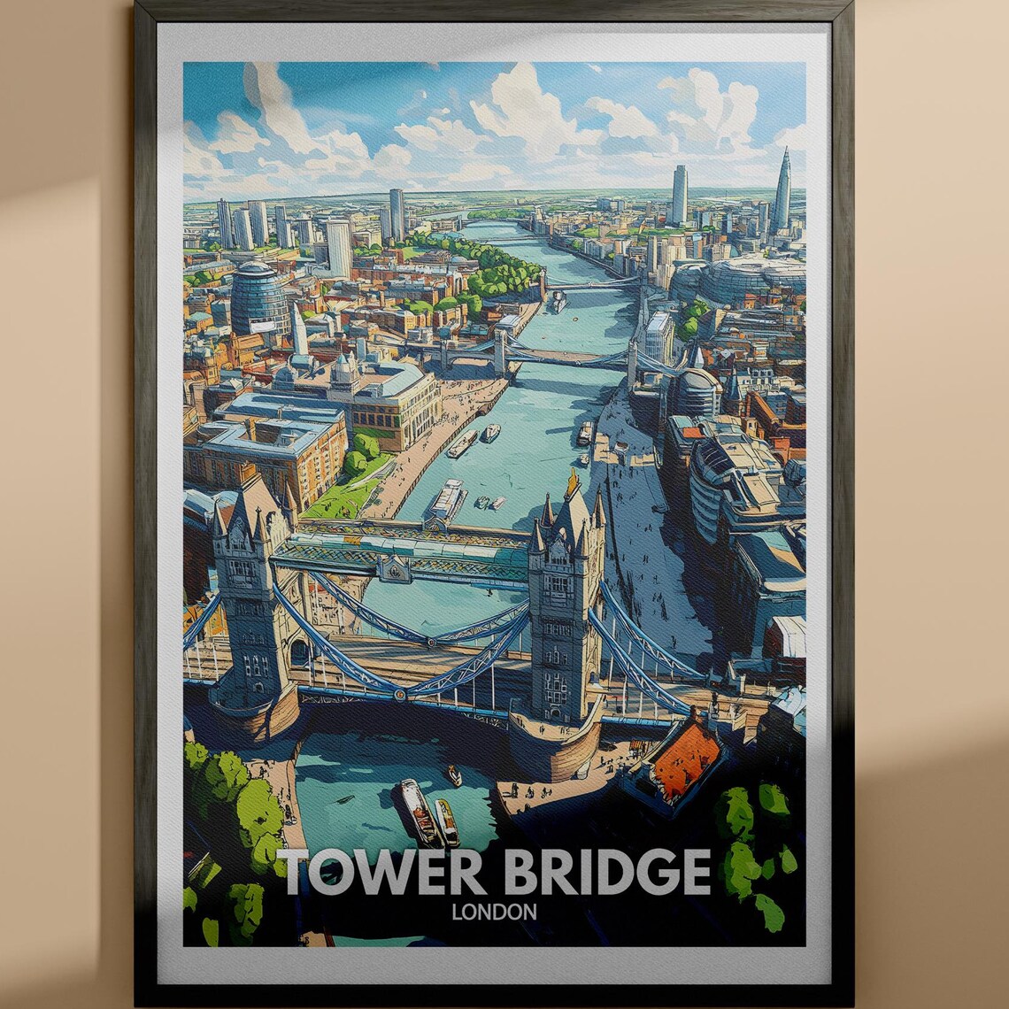 Tower Bridge City Print Tower Bridge Travel Poster London Wall Art Print London Home Decor Travel Wall Poster Unique City Print