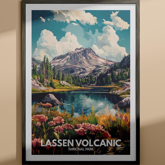 Lassen Volcanic National Park Wildflowers Vintage Travel Poster