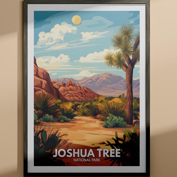 Joshua Tree National Park Desert Sunset Vintage Style Travel Poster