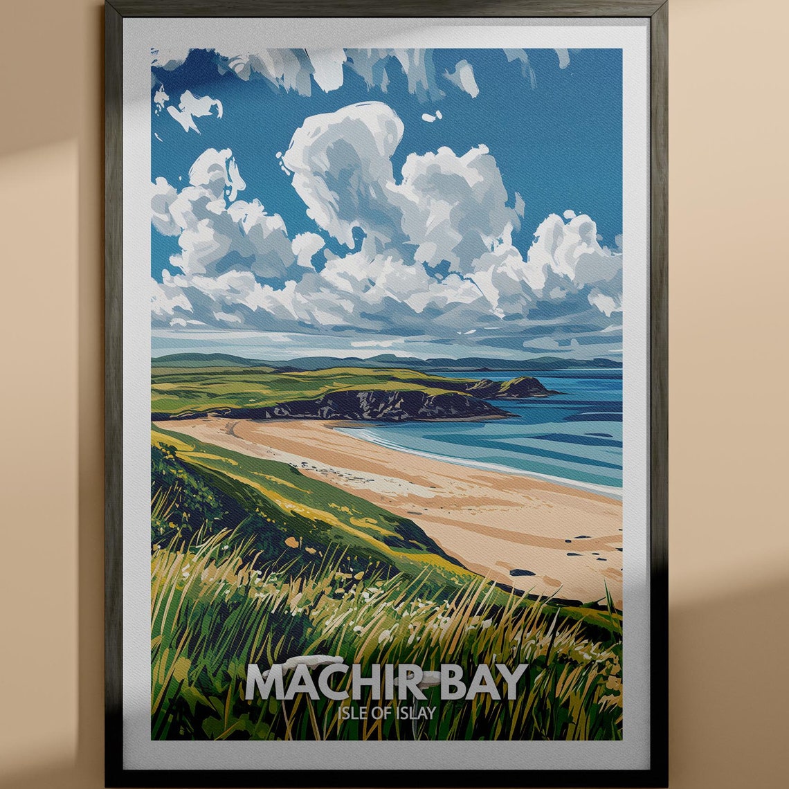 Machir Bay Isle of Islay Scotland Beach Vintage Travel Poster