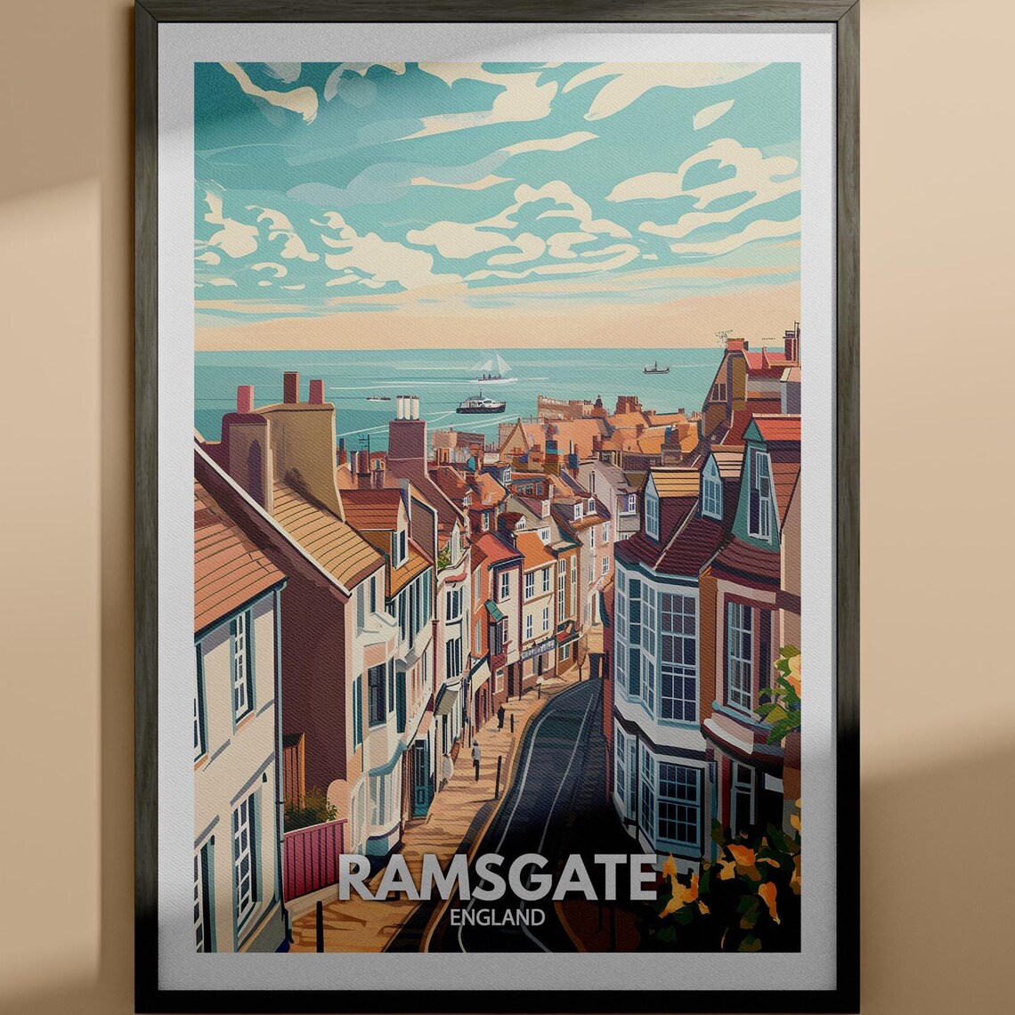 Ramsgate England Vintage Travel Poster Seaside Town View Art