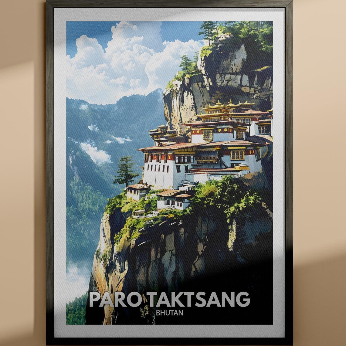 Paro Taktsang Print Paro Taktsang Travel Poster Bhutan Wall Art Print Bhutan Home Decor Travel Wall Art Decor Unique City Poster