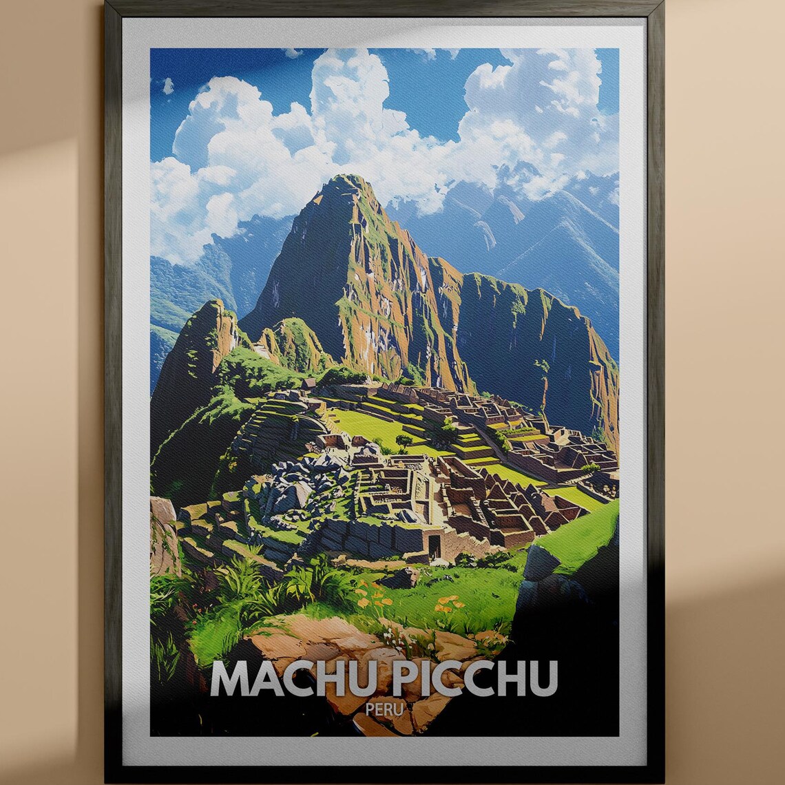 Machu Picchu Peru Inca Ruins Mountain Citadel Retro Travel Poster
