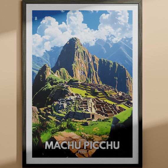 Machu Picchu Peru Inca Ruins Mountain Citadel Retro Travel Poster