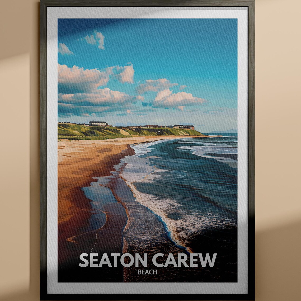 Seaton Carew Beach England Golden Shoreline Coastal Travel Poster