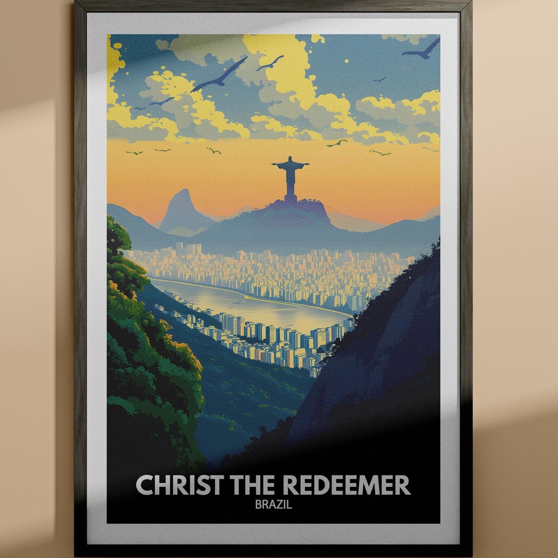 Christ The Redeemer Print Christ The Redeemer Travel Poster Brazil Wall Art Print Brazil Home Decor Travel Poster Unique City Print