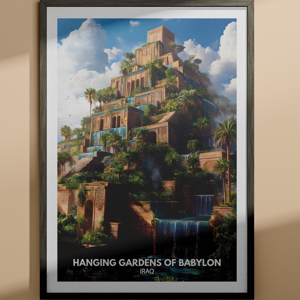 Hanging Gardens Of Babylon Print Hanging Gardens Of Babylon Travel Poster Iraq Wall Art Print Iraq Home Decor Travel Wall Art Decor