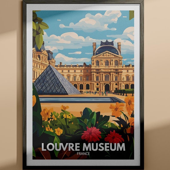Louvre Museum Print Louvre Museum Travel Poster France Wall Art Print France Home Decor Travel Wall Decor Unique City Poster