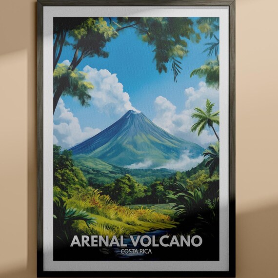 Arenal Volcano Costa Rica Tropical Rainforest Jungle Travel Poster