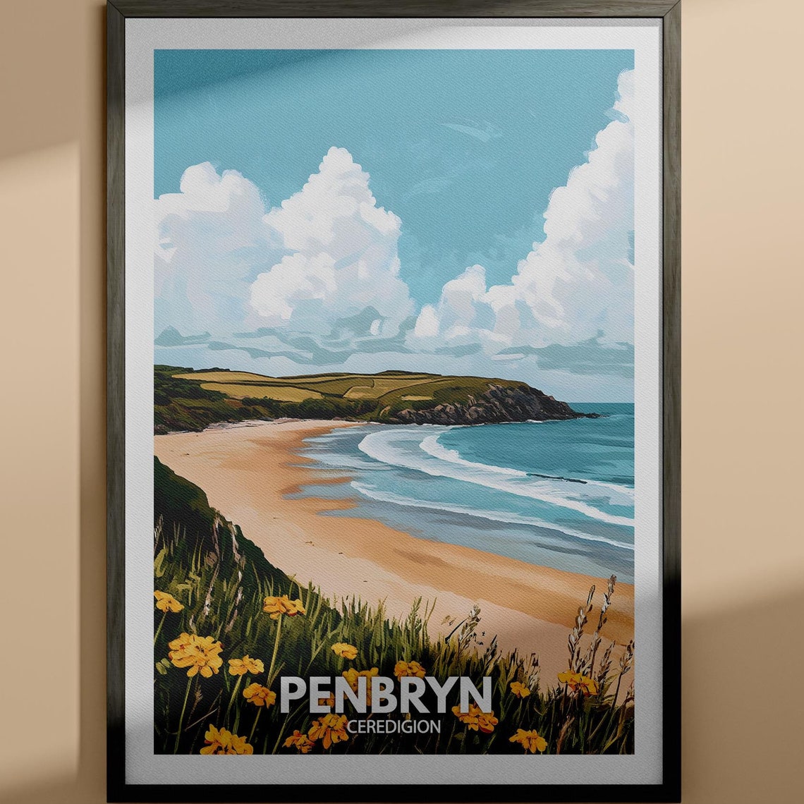 Penbryn Ceredigion Welsh Beach Cliffs Wildflower Coast Poster