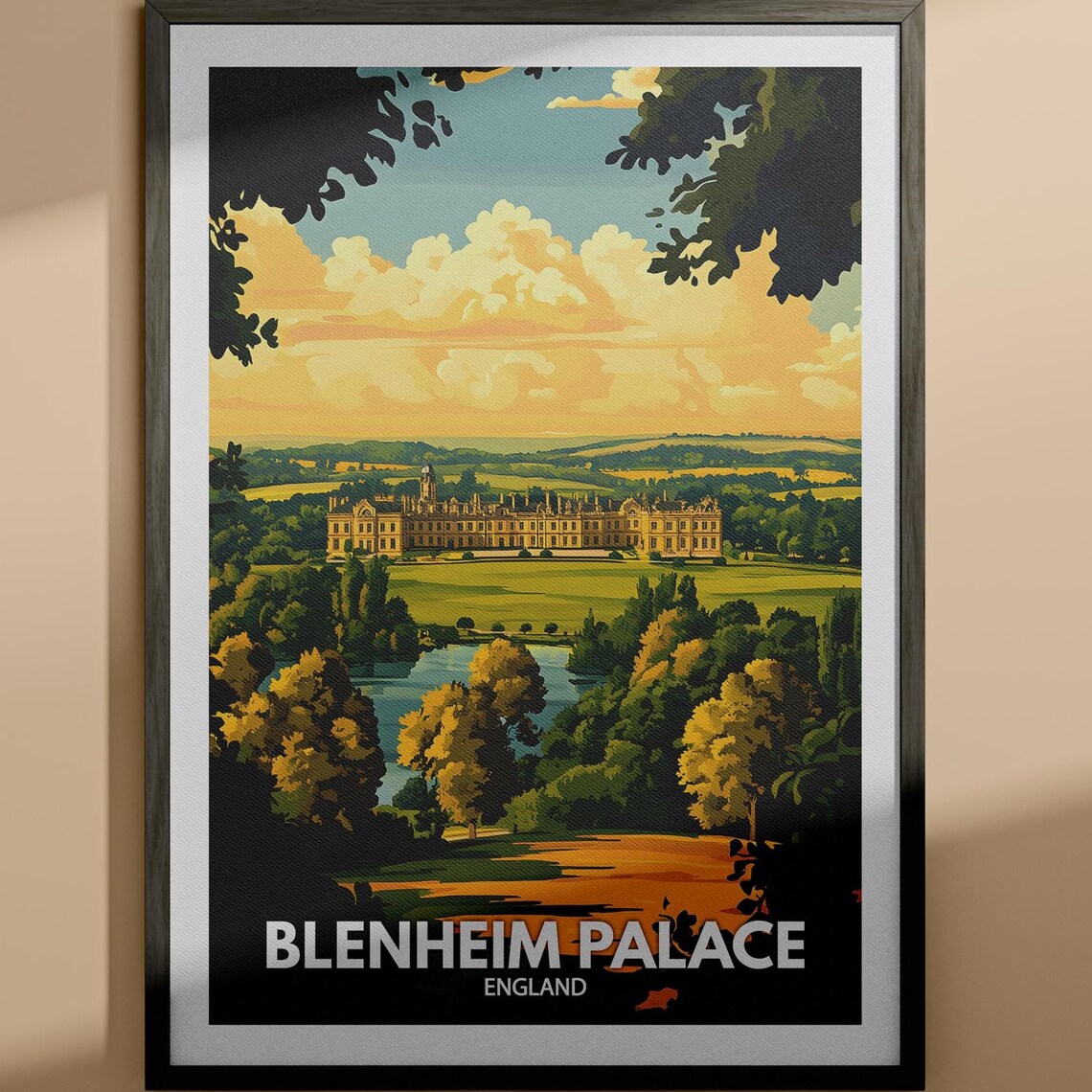 Blenheim Palace England Golden Hour Parkland View Travel Poster