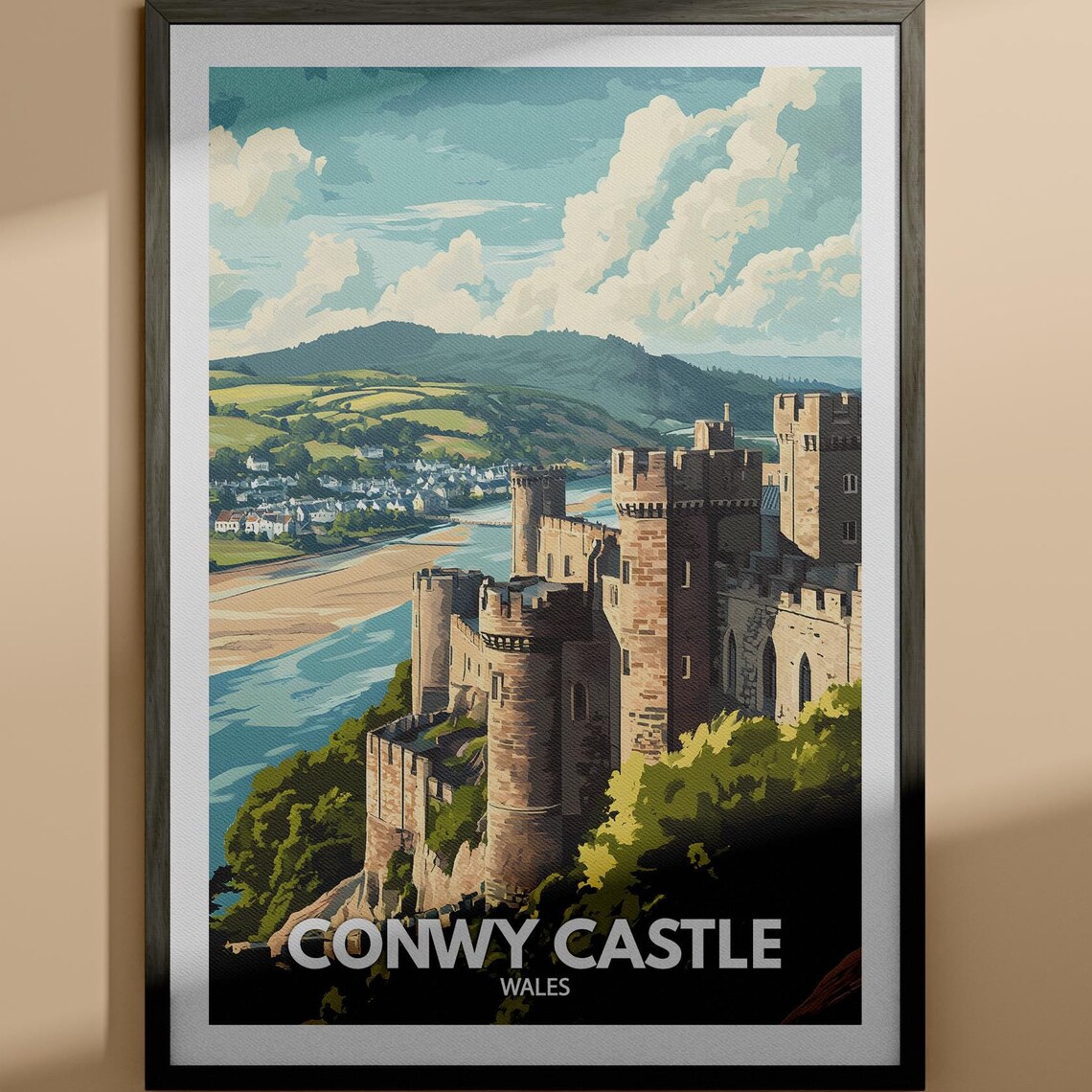 Conwy Castle Print Conwy Castle Travel Poster Wales Wall Art Print Wales Home Decor Travel Wall Art Decor Unique City Poster