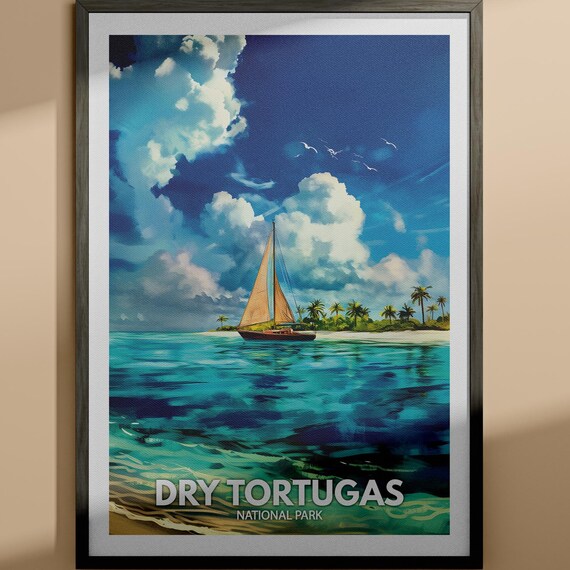 Dry Tortugas National Park Sailboat Tropical Ocean Travel Poster